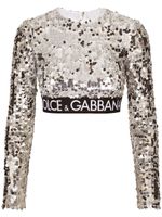 Dolce & Gabbana haut crop à sequins - Argent
