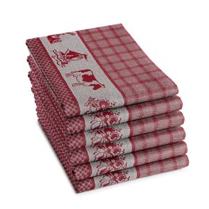 6x DDDDD theedoek 60x55 cm dutchie red