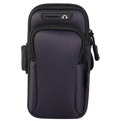 Multifunctionele universele dubbellaagse rits sport arm Case telefoon tas met oortelefoon gat voor 6,6 inch of onder smartphones (zwart)