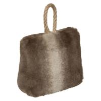 Atmosphera Deurstopper - nep bont - bruin - 17 cm - houdt deur tegen - gewicht