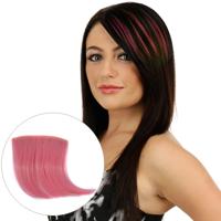Kleur verloop onzichtbare naadloze haarverlenging pruik stuk recht haar stuk kleur pony haar stuk (donkerroze)