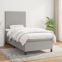 Boxspring met matras stof lichtgrijs 90x190 cm