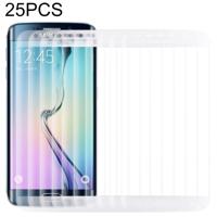 25 stuks voor Galaxy S6 Edge 0.3 mm 9H oppervlaktehardheid 3D gebogen volledig scherm cover explosieveilige gehard glas film (transparant)