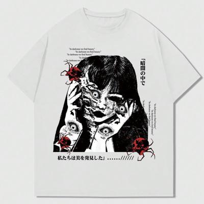 Bon&Bon Men's Anime Graphic Print T-Shirt - Black Drop Shoulder Tee White / XS