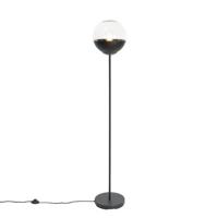 QAZQA Retro vloerlamp zwart met helder glas - Eclipse