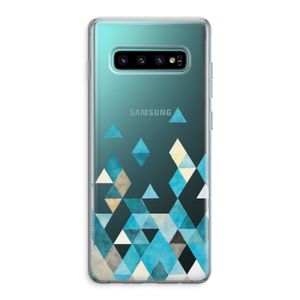 Gekleurde driehoekjes blauw: Samsung Galaxy S10 Plus Transparant Hoesje