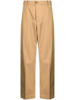 Maison Kitsuné pantalon droit à taille mi-haute - Marron
