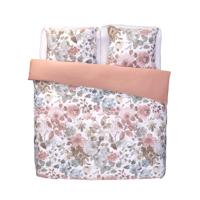 2e Halve Prijs Leen Bakker - Royal Dekbedovertrek Nova Bloemen - Wit/roze - 240x200/220 Cm - Katoen Satijn - Wit#Multikleur#Roze