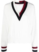 Tommy Hilfiger pull en coton à design colour block - Blanc