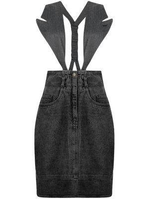 Moschino Pre-Owned jupe en jean à bretelles détachables (années 1990) - Gris