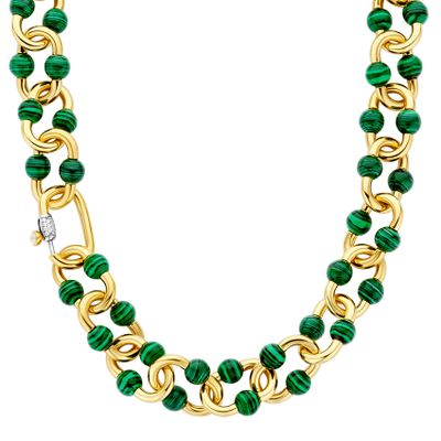 TI SENTO-Milano 34021MA Ketting Beads zilver goud-en zilverkleurig-malachietgroen 45 cm