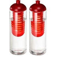 2x Rode drinkflessen/waterflessen met fruit infuser 850 ml - thumbnail