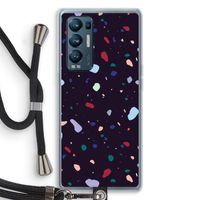 Dark Rounded Terrazzo: Oppo Find X3 Neo Transparant Hoesje met koord