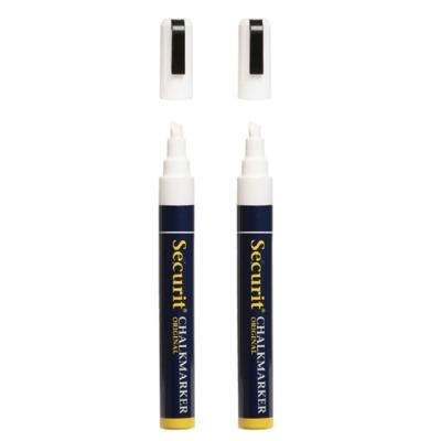 2x krijtstift - wit - platte punt - 2-6 mm - krijt - chalkmarker - krijtmarker