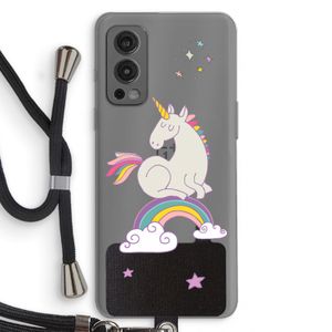 Regenboog eenhoorn: OnePlus Nord 2 5G Transparant Hoesje met koord