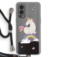 Regenboog eenhoorn: OnePlus Nord 2 5G Transparant Hoesje met koord