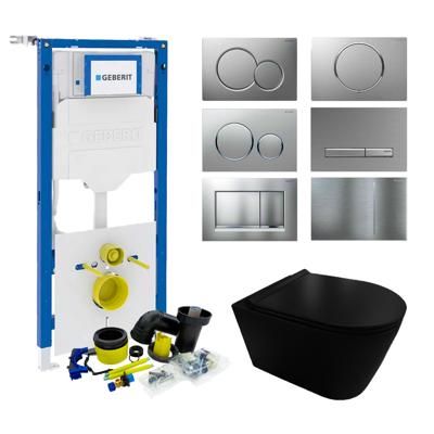 Geberit UP320 Toiletset set44 Civita Black Rimless Mat Zwart Met Sigma Drukplaat