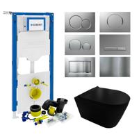 Geberit UP320 Toiletset set44 Civita Black Rimless Mat Zwart Met Sigma Drukplaat