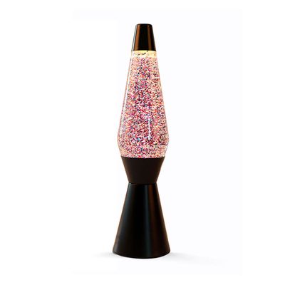 Itotal Lavalamp zwart/roze glitter, 40cm