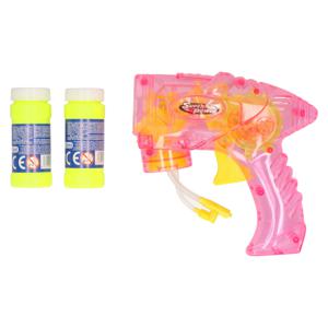 Bellenblaas speelgoed pistool - met vullingen - roze - 15 cm - plastic - bellen blazen   -