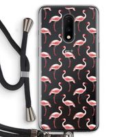 Flamingoprint groen: OnePlus 7 Transparant Hoesje met koord