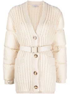 Moncler panelled padded cashmere-wool cardigan - Tons neutres