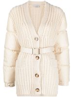 Moncler panelled padded cashmere-wool cardigan - Tons neutres - thumbnail