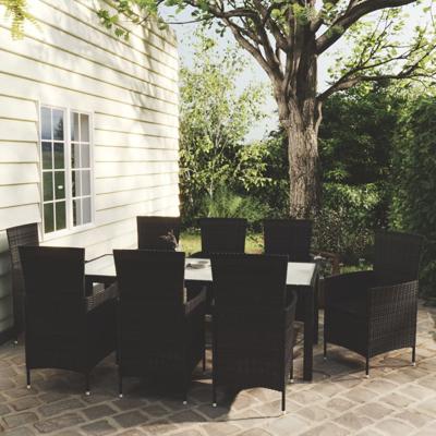 9-delige Tuinset met kussens poly rattan zwart