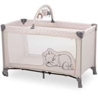 Reisbedje - HAUCK - DREAM N PLAY GO - 60 x 120 cm - Pluchen speelboog - Opvouwbaar - Wielen - Winnie de Poeh regenboogbeige