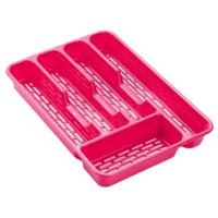 Plasticforte Bestekbak - bestekhouder - 5 vaks - fuchsia - 33 x 24 x 4 cm - Kunststof