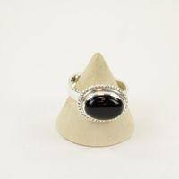Zilveren Ring met Zwarte Onyx Maat 19 - Verstelbaar - Model 2 (Sterling Zilver 925) - thumbnail