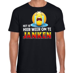 Het is hier weer om te janken fun emoticon shirt heren zwart 2XL  -