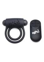 Silicone Cock Ring & Bullet with Remote Control - Black - thumbnail