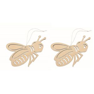 Set van 3x stuks houten dieren decoratie hangers van een honingbij van 12 x 17 cm