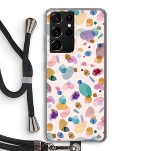 Terrazzo Memphis Pink: Samsung Galaxy S21 Ultra Transparant Hoesje met koord