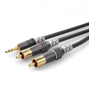 Sommer Cable HBA-3SC2-0600 Jackplug / Cinch Audio Aansluitkabel [2x Cinch-stekker - 1x Jackplug male 3,5 mm] 6.00 m Zwart