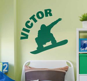 Tienerkamer muursticker snowboard silhouet