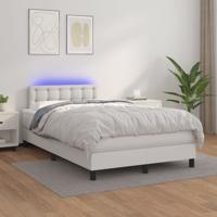 Boxspring met matras en LED kunstleer wit 120x200 cm