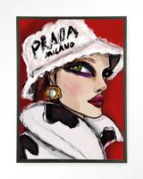 Urban Cotton Wandkleed 'Julie' 80 x 110cm in Floating Frame - black