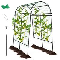 Tuinboog voor Klimplanten 230 cm Hoog Rankrooster met PE-Gecoate Metalen Structuur Klimhulp Rozenboog Boog voor Groenten Fruit