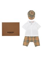 Burberry Kids ensemble pantalon-casquette à carreaux - Blanc - thumbnail