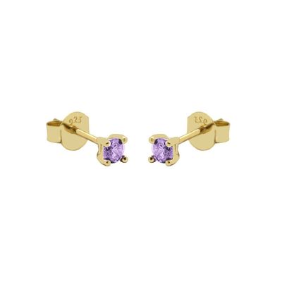 Karma Oorbellen Round Lilac Zirconia 2 mm Goud