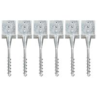 Grondpinnen 6 st 14x14x58 cm gegalvaniseerd staal zilverkleurig