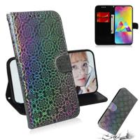 Voor Galaxy M20 effen kleur kleurrijke magnetische Buckle horizontale Flip PU lederen draagtas met houder & kaartsleuven & portemonnee & Lanyard (zilv