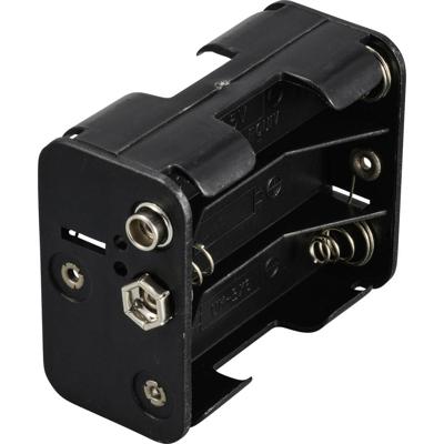 TRU COMPONENTS TC-13220544 Batterijhouder Aantal cellen: 6 AA (penlite) Drukknopaansluiting (l x b x h) 61 x 48 x 19 mm