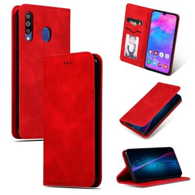 Retro huid voelen Business magnetische horizontale Flip lederen case voor Galaxy M30/A40s (rood)