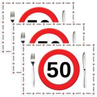 Placemat 50 jaar - 30x stuks - 42 x 30 cm - 90g - papier - verjaardag - jubileum