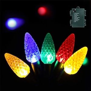 c6 lampen kerstverlichting met timer - 50 led 16.4ft aardbei batterij lichtslinger voor buiten binnen - mini verlichting decor patio krans slinger feest kerstboom kerstversiering Lightinthebox