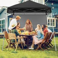 Paviljoen 2x2 m Pop-up Vouwpaviljoen Hoogte Verstelbaar met Zijwand & Grondhaak Waterdicht & Zonbescherming Partytent Zwart