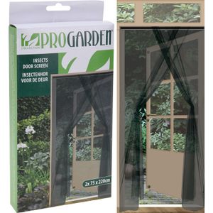 2x Insecten deur horren/horgordijnen antraciet 75 x 220 cm   -